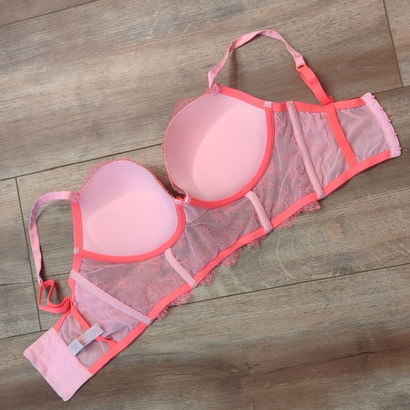 Victoria's Secret Neon Pink Push-Up Bra/Bustier/Corset Top, 34DD - Picture 6 of 8
